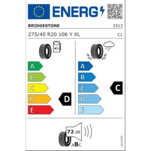 BRIDGESTONE DUELER H/P SPORT 275/40 R20 106Y TL XL RUNFLAT CORDOLO * 3313